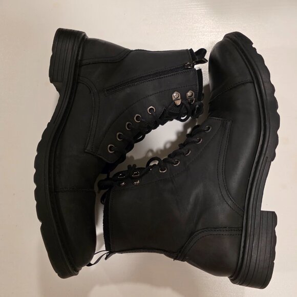 Vostey Motorcycle Casual Boots Black Leather Zipper Chukka Shoes Men's 9.5 - Picture 8 of 13